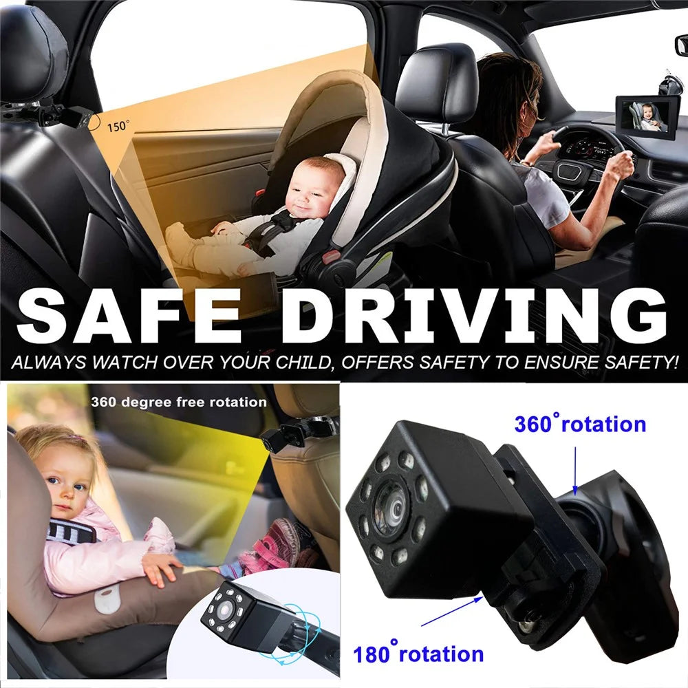 RH-B01 4.3 Inch 8-LED Baby Safety Monitor Night Vision Car Back Seat Camera - 2