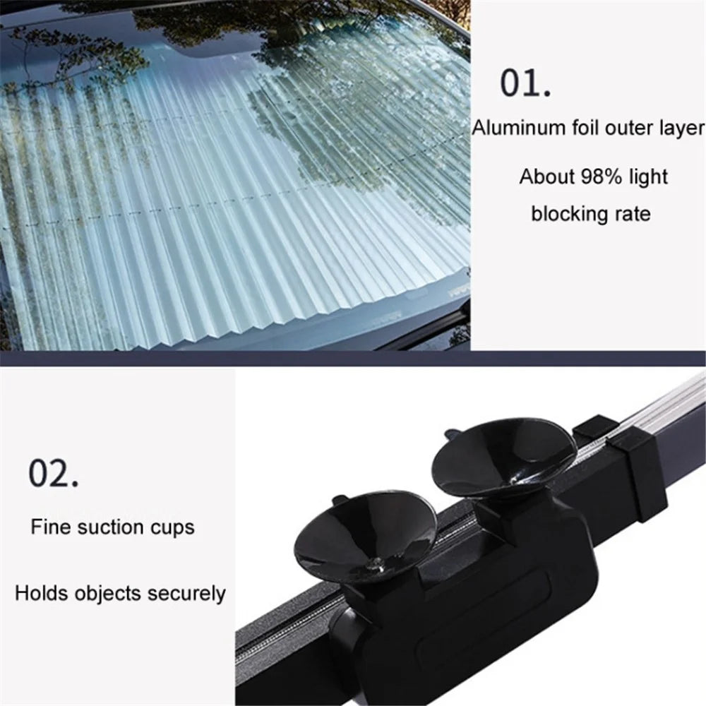 Car Sun Shade 46x120cm Car Roller Sunshade Car Window Shade with 4 Suction Cups - 2