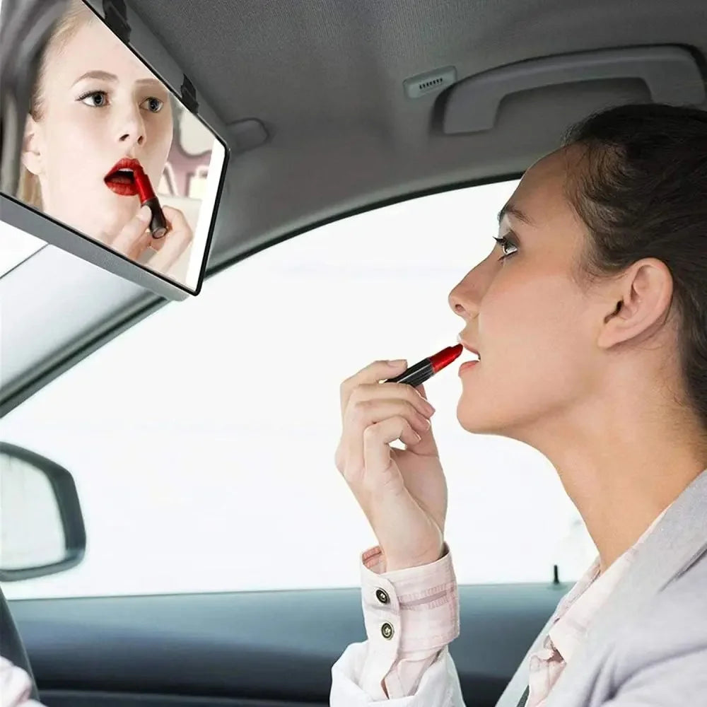 USB Powered Car Sun Visor LED Vanity Mirror Touch Control Makeup Mirror Gift for Truck SUV - White - 3