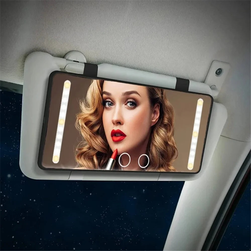 USB Powered Car Sun Visor LED Vanity Mirror Touch Control Makeup Mirror Gift for Truck SUV - White - 5