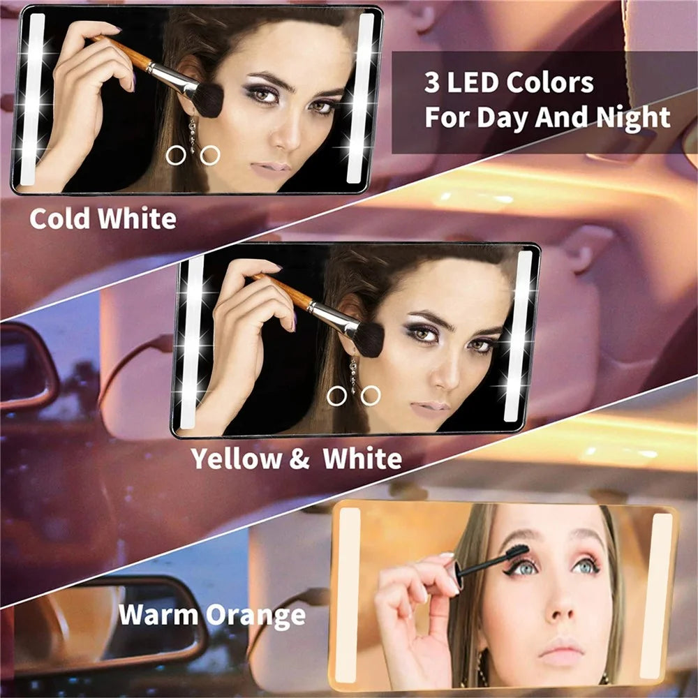 USB Powered Car Sun Visor LED Vanity Mirror Touch Control Makeup Mirror Gift for Truck SUV - White - 6