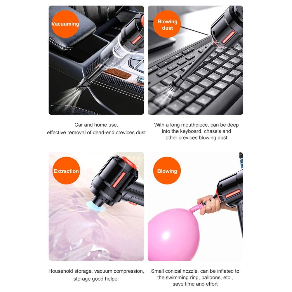 SUITU ST-6629 Cordless Handheld Vacuum Car Vacuum Cleaner Mini Rechargeable Dustbuster with Base - Black - 6