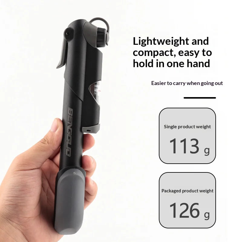 BENGGUO BG-1690 Portable Bike Pump with Gauge 120PSI Bicycle Mini Air Inflator Compatible with Presta/Schrader Valve - 4
