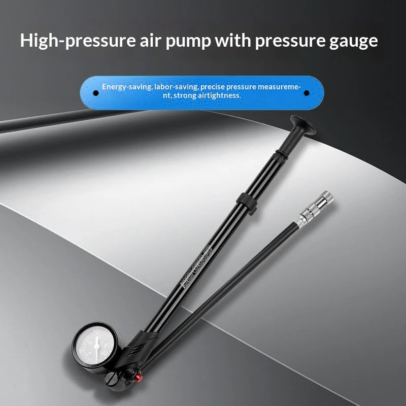 BENGGUO BG-1633 Bicycle Air Pump 300PSI High Pressure Inflator Dual Valve Design with Pressure Gauge - Black - 3