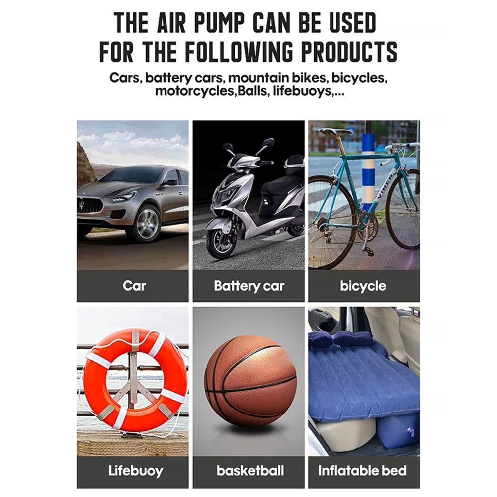 CARSUN c1808 Cordless Tire Inflator Digital Display Portable Air Compressor with LED Light for Motorcycle Bicycle - 6