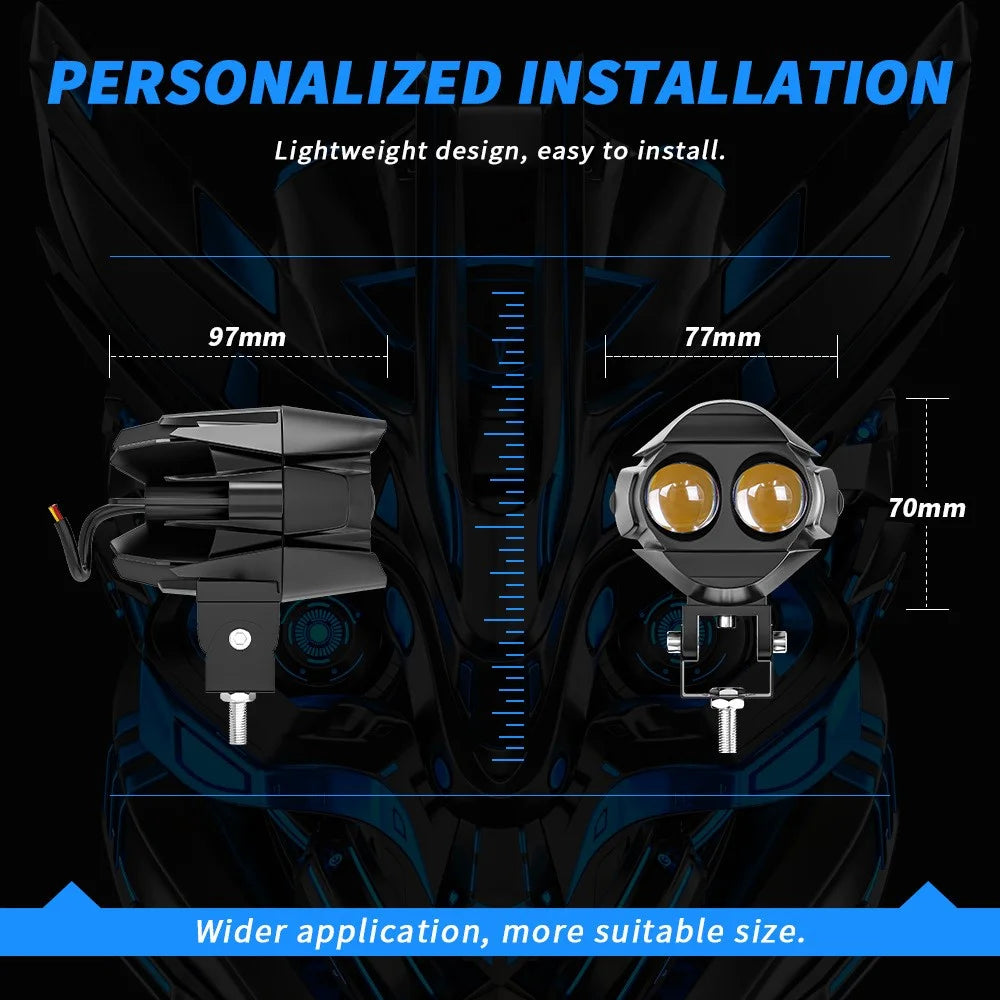 Motorcycle Bright LED Driving Light White+Yellow Light Motorbike External Modified Spotlight - 6
