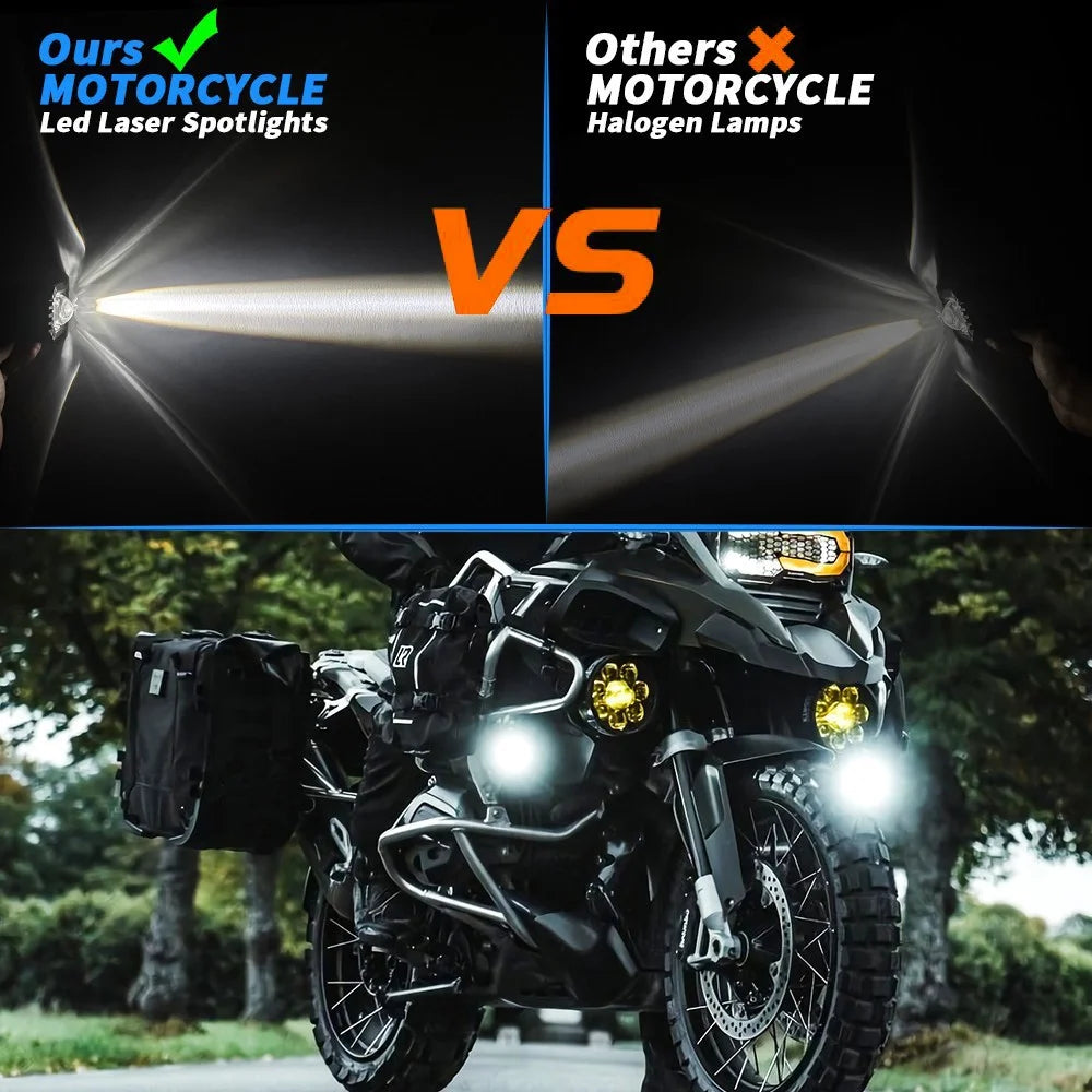 Waterproof Motorcycle LED Headlight White+Yellow Light Motorbike External Modified Spotlight - 5