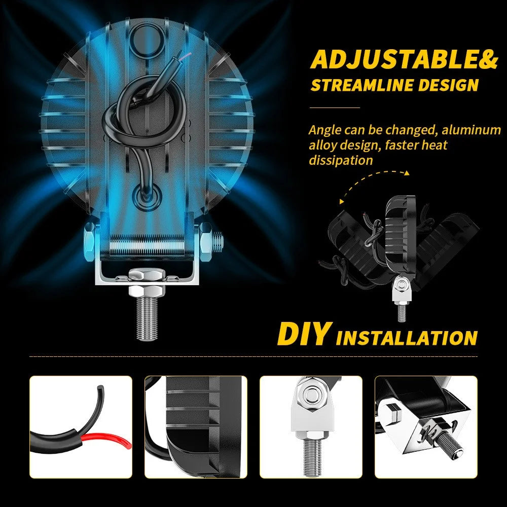 4-inch Car SUV Off-Road Floodlight Spotlight Round Vehicle Driving Headlight - 4