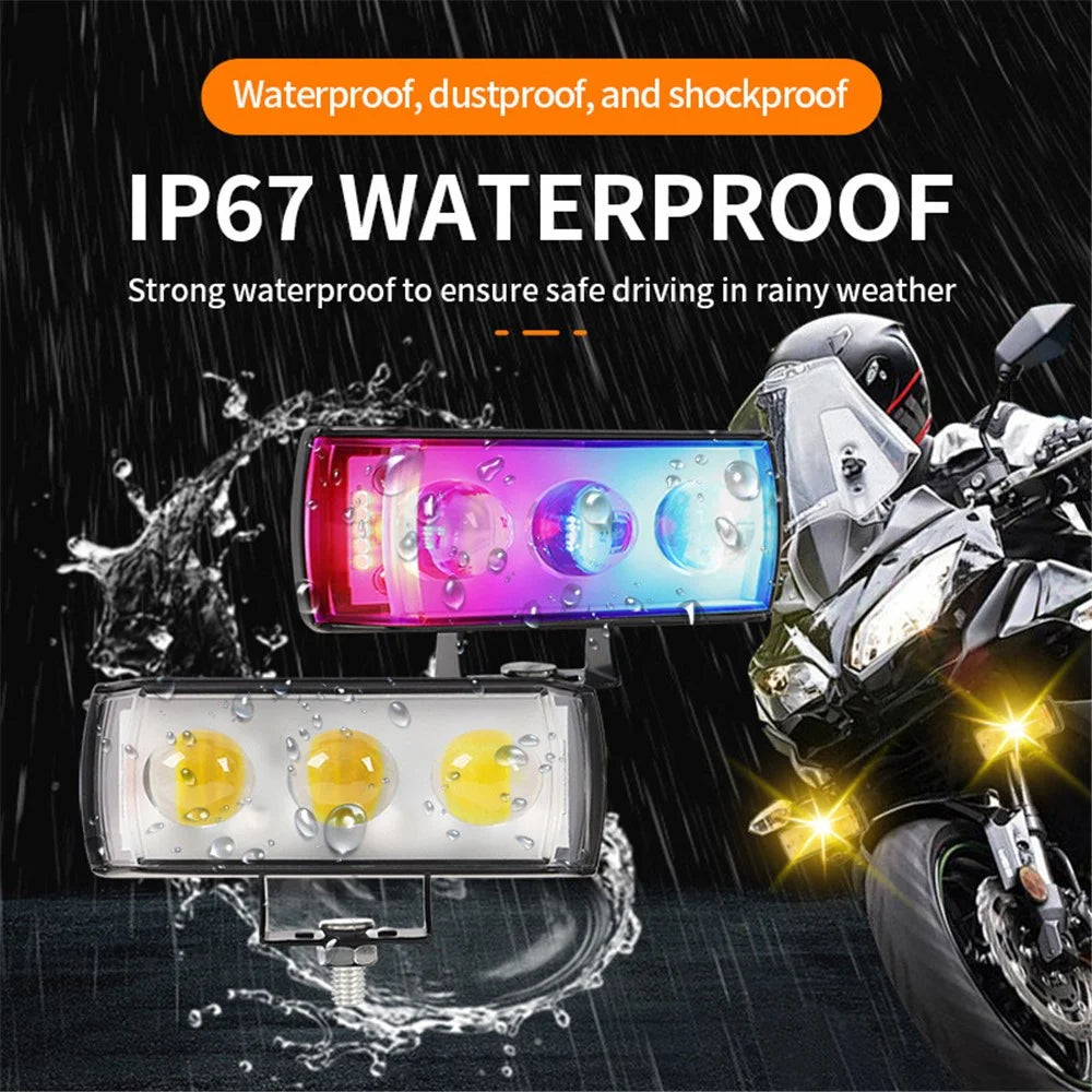 A086-3C 3 LED Motorcycle Spotlight Waterproof Aluminum Shell 12-60V Motorbike Headlight - 2