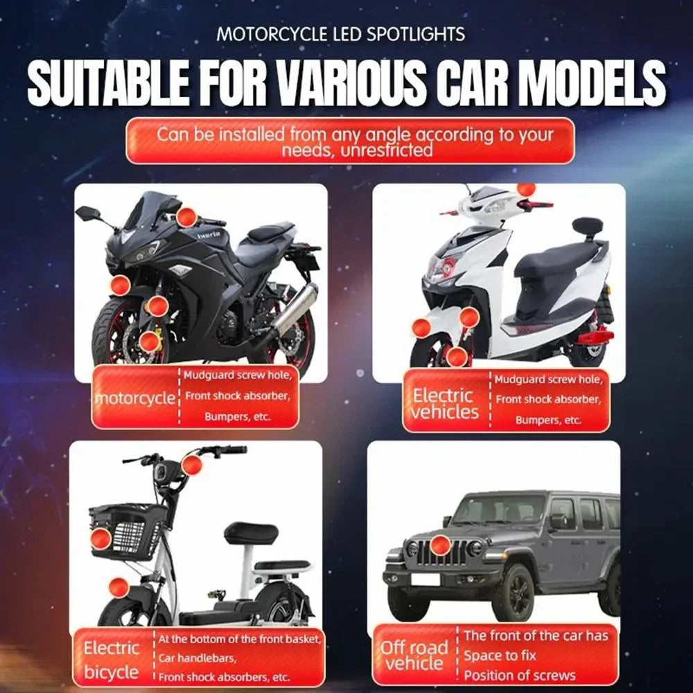 JPV74 Waterproof 12-48V Motorcycle Spotlight Red and Blue Strobe Lamp for Motorbike - 6