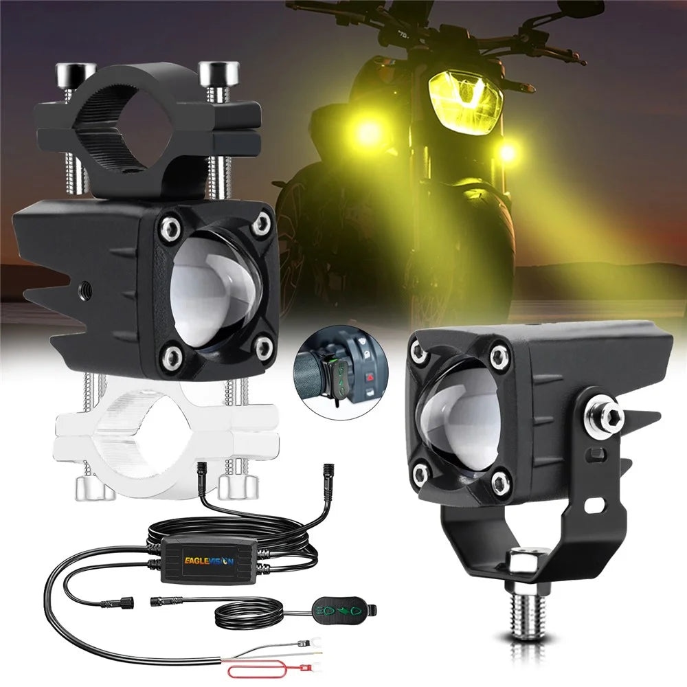 1 Pair Motorcycle LED Spotlight 180W Flashing Lamp for Motorbike Electric Vehicle Modification - Red Light - 2