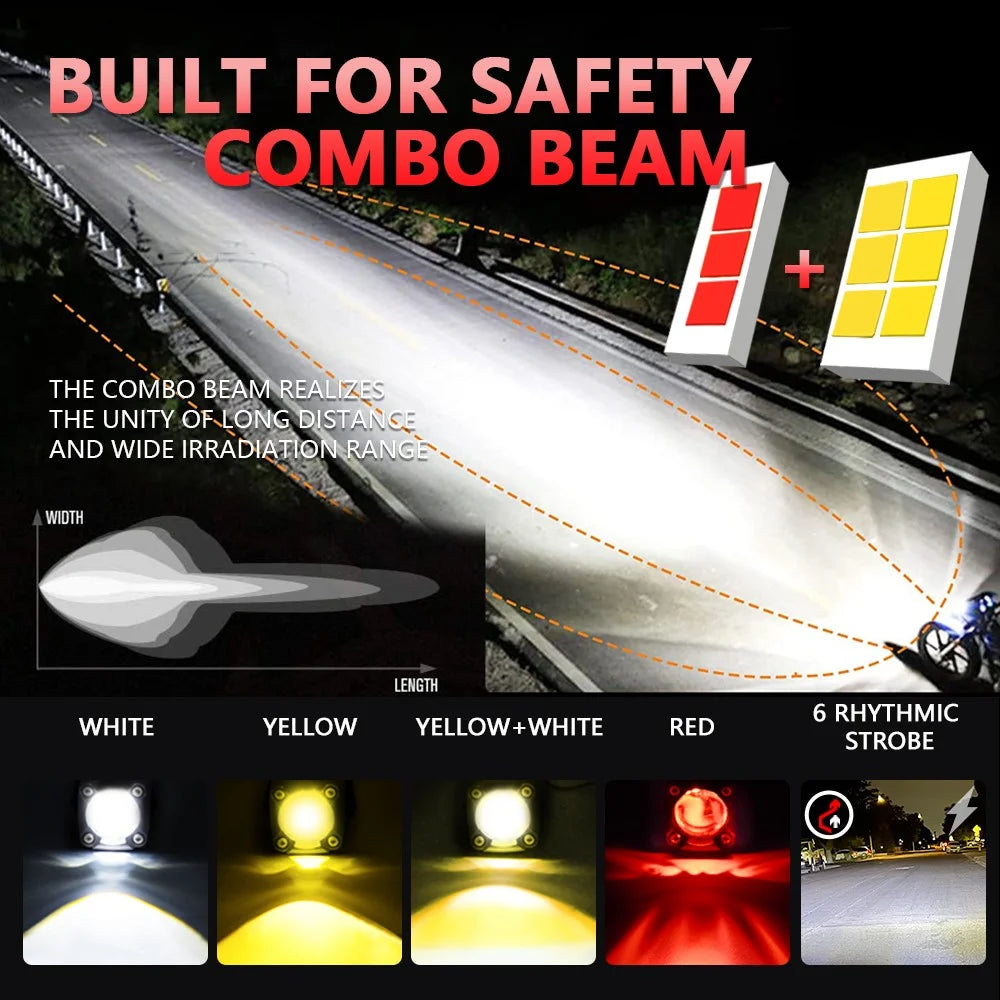 1 Pair Motorcycle LED Spotlight 180W Flashing Lamp for Motorbike Electric Vehicle Modification - Red Light - 3
