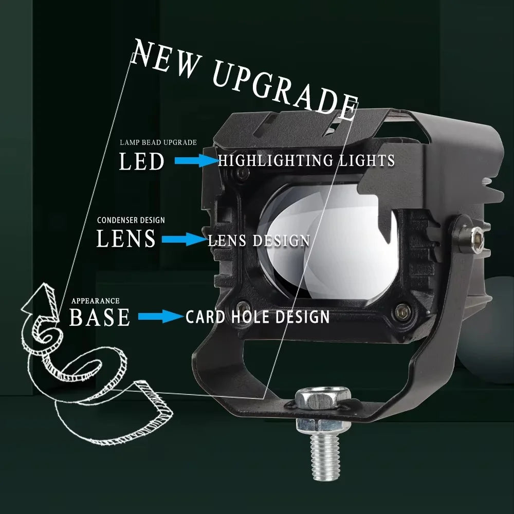 15W Motorcycle Spotlight IP68 Waterproof LED Work Light with 180 Degree Adjustable Bracket - 4