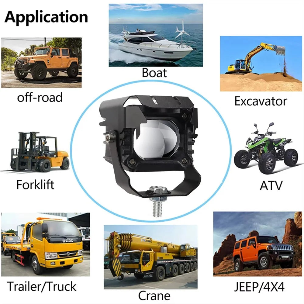 15W Motorcycle Spotlight IP68 Waterproof LED Work Light with 180 Degree Adjustable Bracket - 7