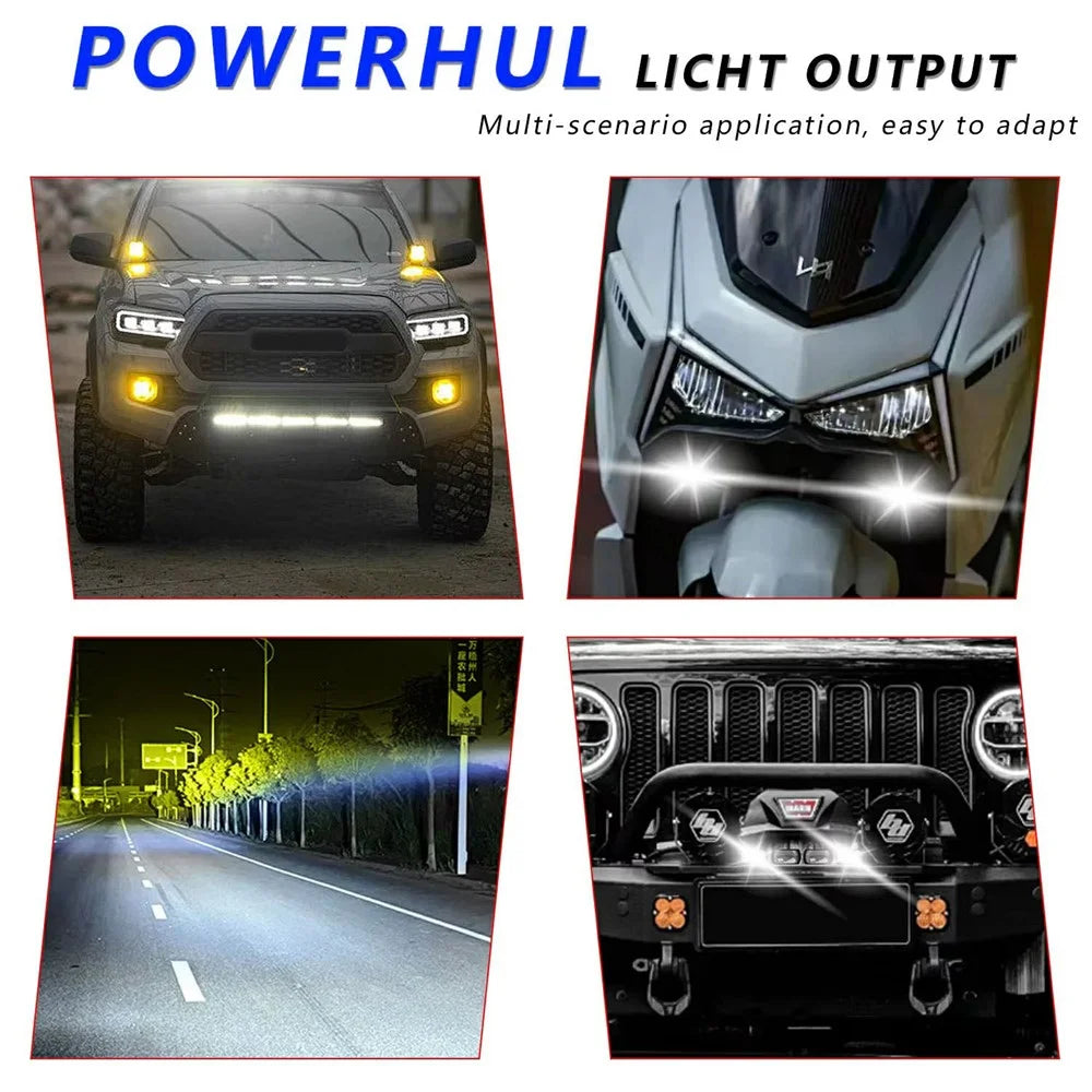 2-LED Car Grille Light IP67 Waterproof 18W Yellow and White Dual Color Auxiliary Lamp for SUV ATV Truck - Black - 3