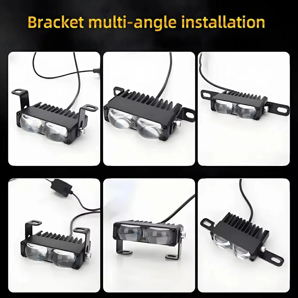 2-LED Car Grille Light IP67 Waterproof 18W Yellow and White Dual Color Auxiliary Lamp for SUV ATV Truck - Black - 5