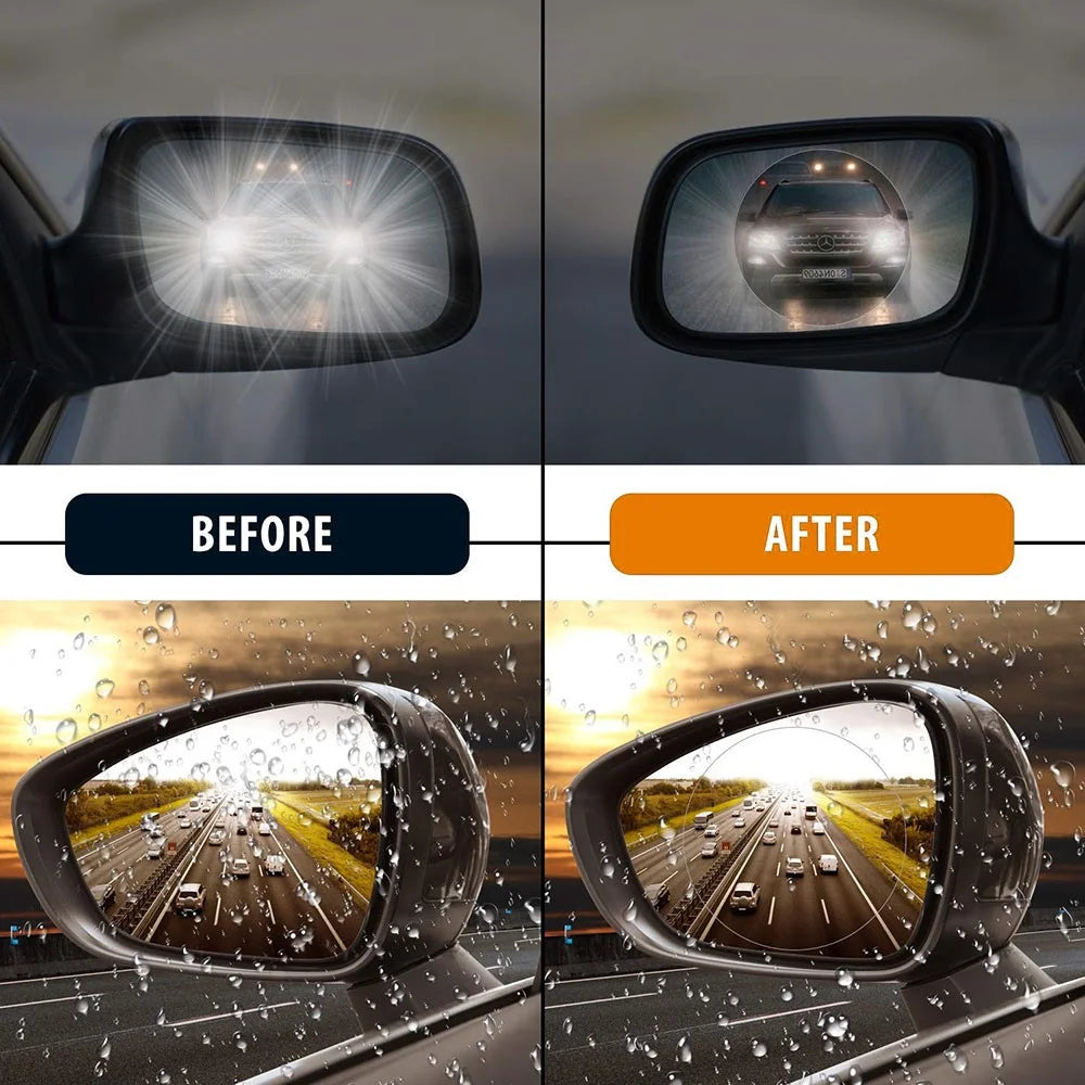 2Pcs Round 100x100mm Car Rear View Mirror Film PET Anti-Fog Rainproof Mirror Film with Tools - 6