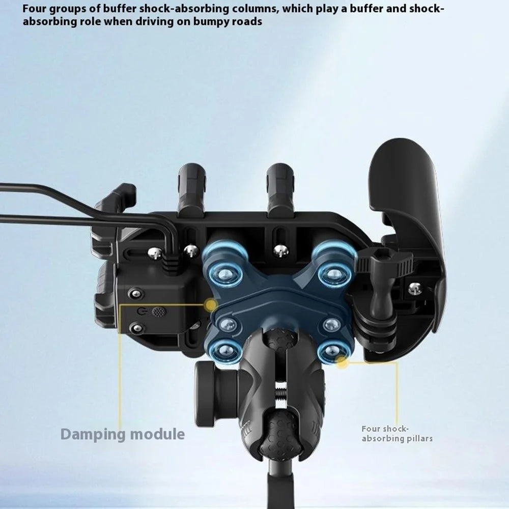 WUPP CS-2056A1 Motorcycle Phone Holder with USB-A+Type-C+Wireless 3-in-1 Charging, Mirror Mount - 6