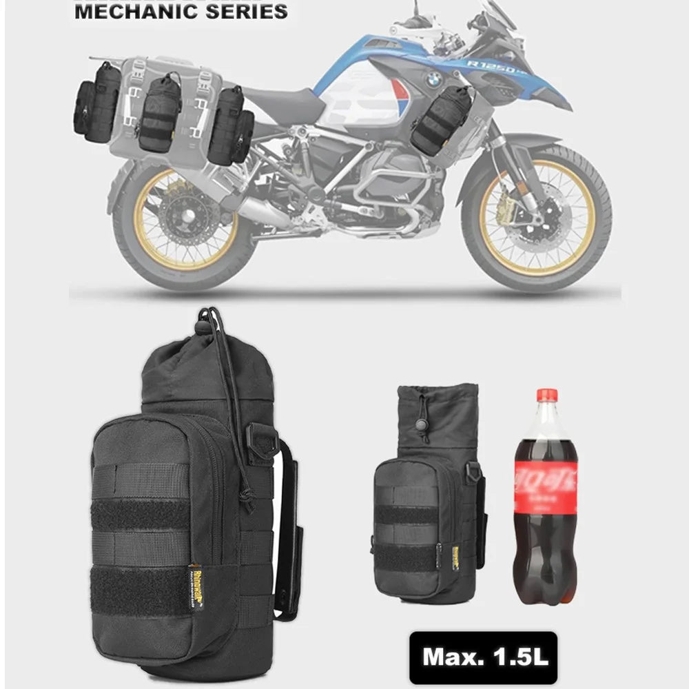 RHINOWALK Mechanic MJX2006BK Thermal Aluminum Liner Expanded Motorcycle Water Bottle Holder Bag, 10.5x22cm - 6