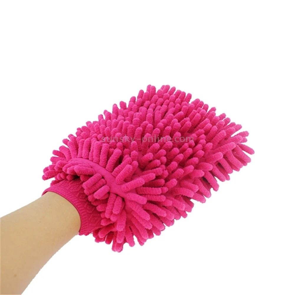 Microfiber Gloves for Cleaning Car Double-Sided Chenille Microfiber Glove Antistatic Cleaning Cloth Dust Removal Cleaning Gloves (Random Color) - 2