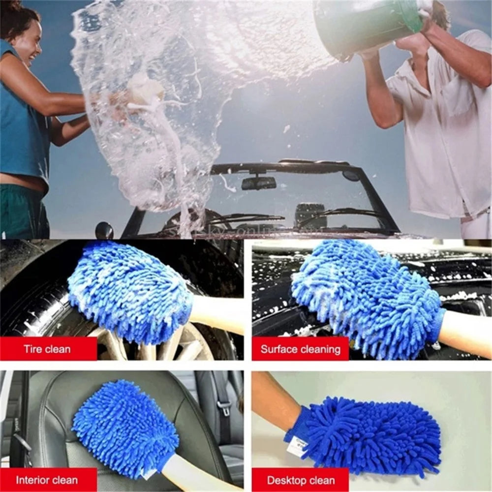 Microfiber Gloves for Cleaning Car Double-Sided Chenille Microfiber Glove Antistatic Cleaning Cloth Dust Removal Cleaning Gloves (Random Color) - 4