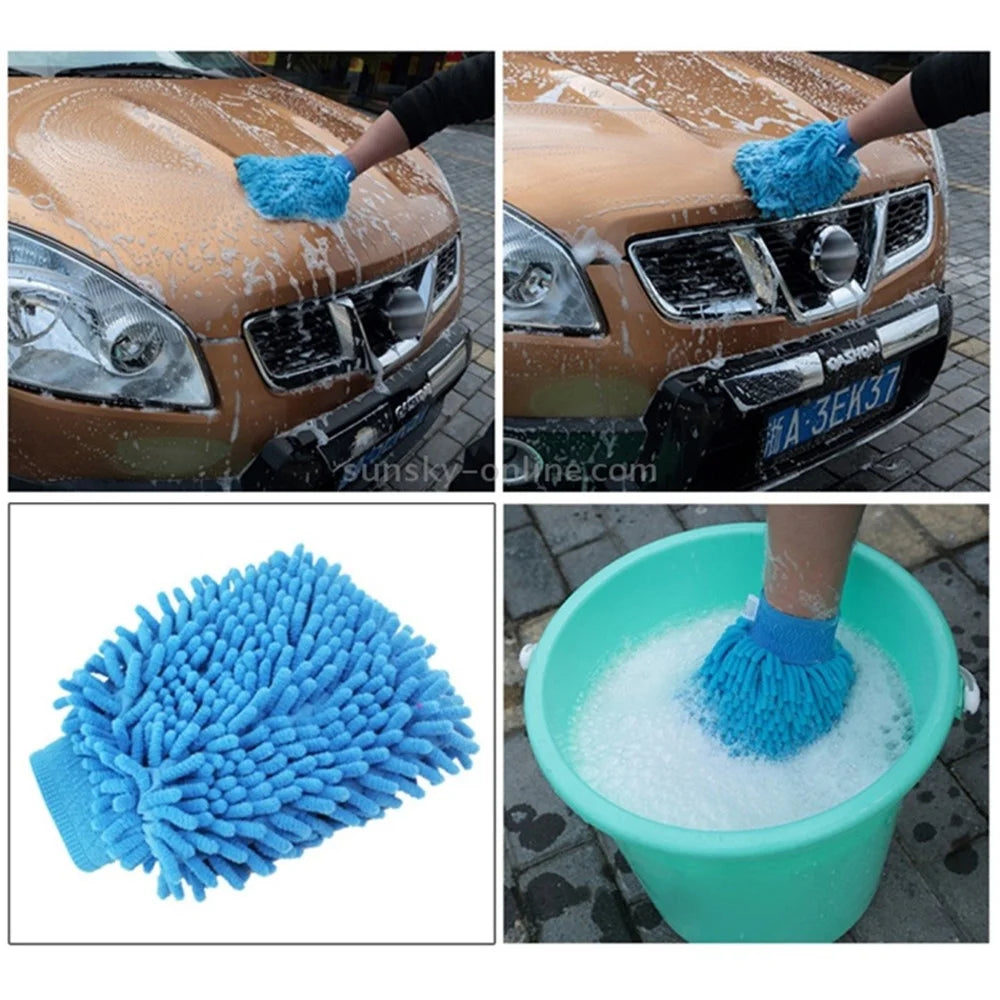Microfiber Gloves for Cleaning Car Double-Sided Chenille Microfiber Glove Antistatic Cleaning Cloth Dust Removal Cleaning Gloves (Random Color) - 5