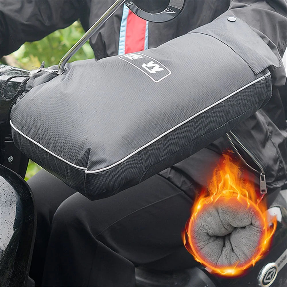 WUPP CS-1472A1 1 Pair Small Opening Motorcycle Handlebar Mitten Handlebar Winter Warmer Cover - 4