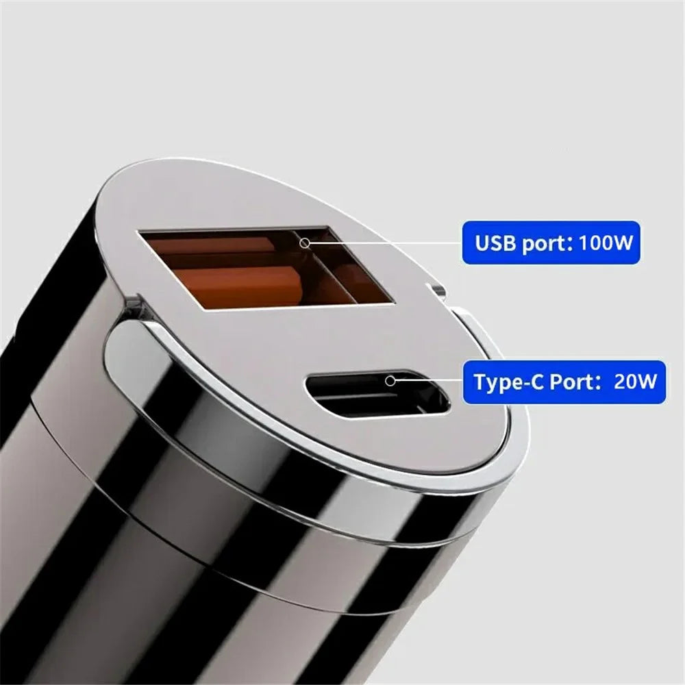 G20 12-24V 120W USB+Type-C Phone Fast Charging Adapter Car Charger with Type-C to 8Pin Cable - 3