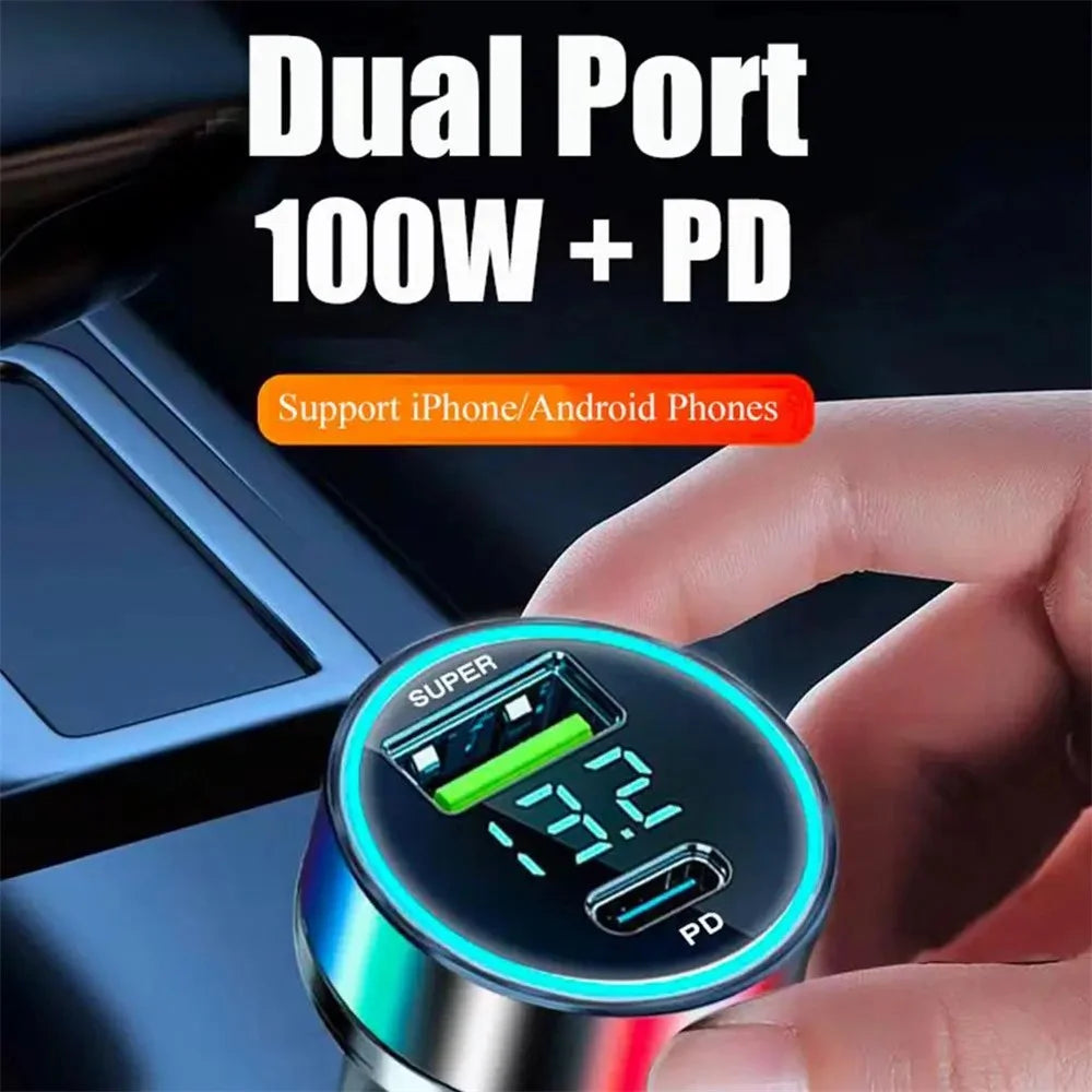 D3-PD 120W USB+Type-C Fast Car Charger Power Adapter for Cell Phone, Tablet, Camera - 4