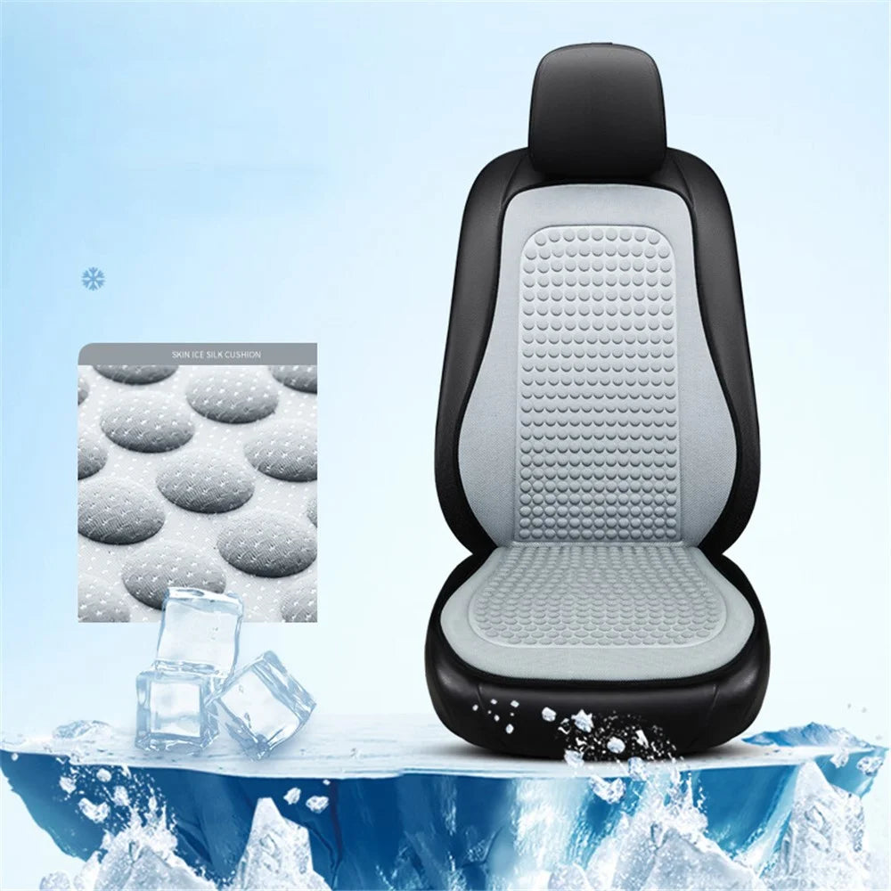2 Sets Car Front Seat Cover + Backrest Pad Cool Breathable Fatigue Relief Vehicle Seat Pad - Grey - 2