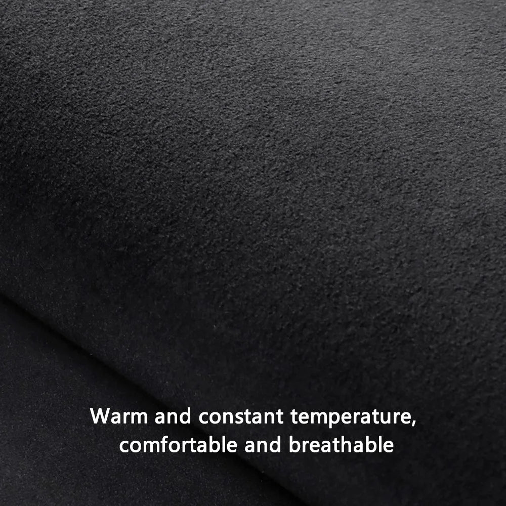 ANJUNY Car Electric Heated Seat Cushion Leather+Velvet+Sponge Winter Seat Heating Pad with Backrest - Black+Dark Blue / Driver Side - 7