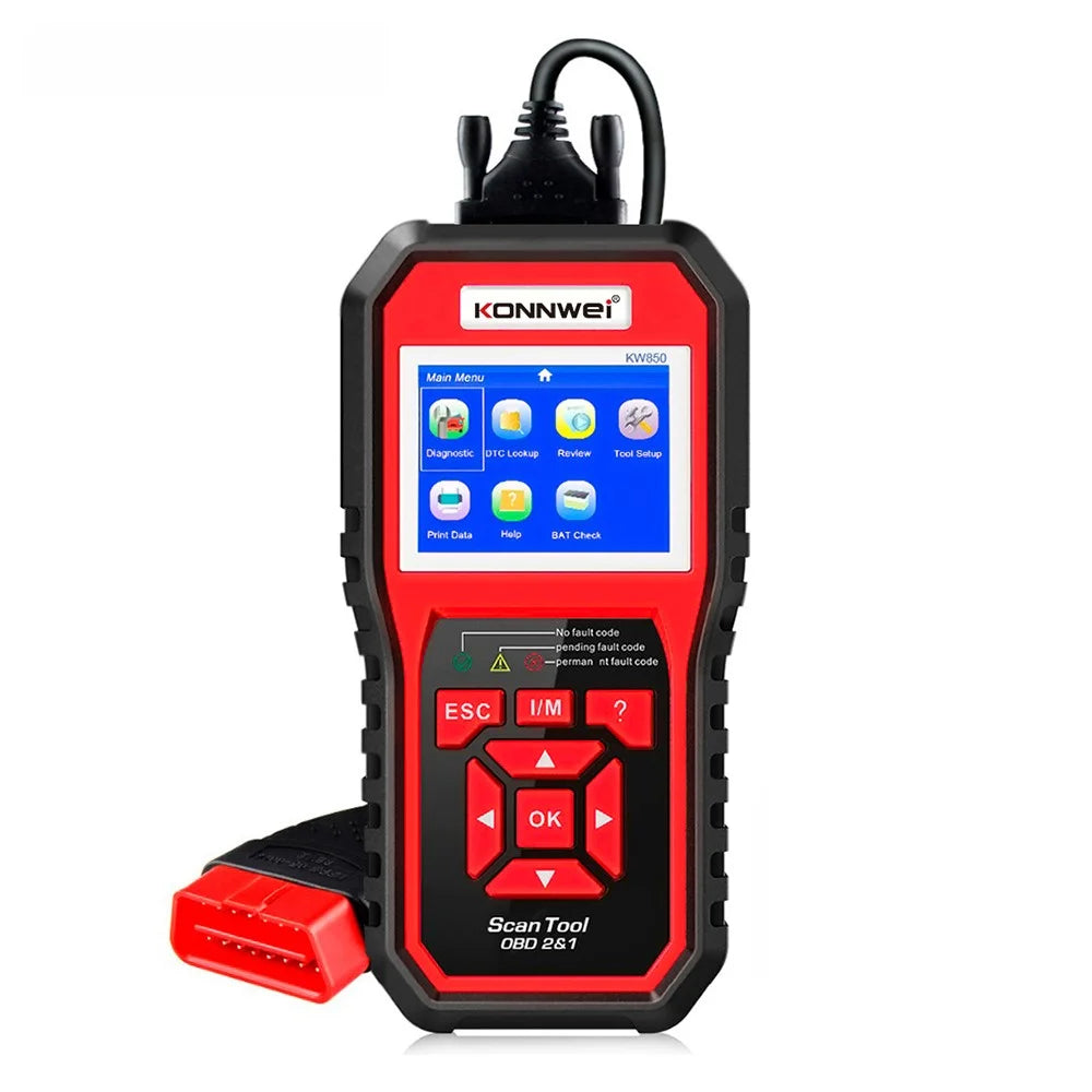 KONNWEI KW850 OBD2 Scanner Code Reader OBD II Automotive Scanner Car Diagnostic Scan Tool Check Engine Tool (Support 8 Languages) - Red - 1