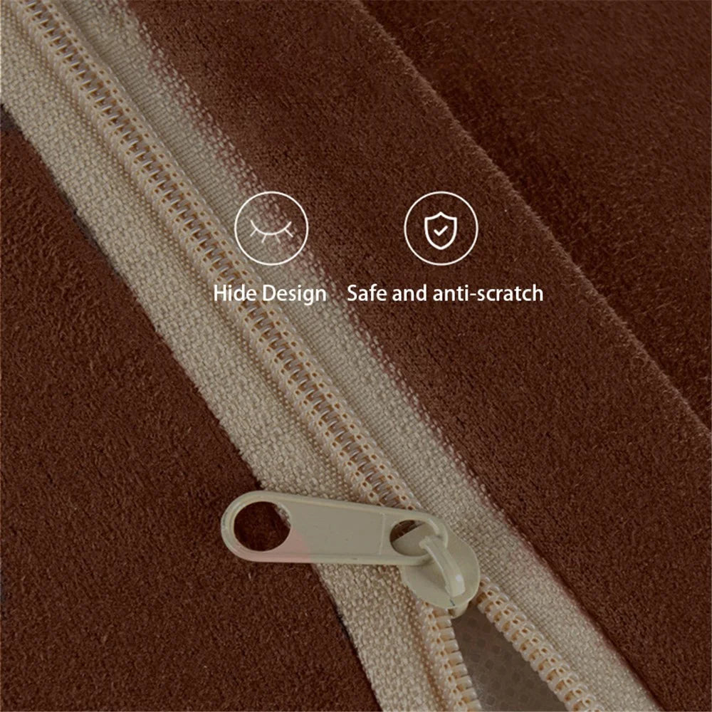 1152 Car Seat Waist Support Pillow Suede+Memory Foam Fatigue Relieve Lumbar Cushion - Brown - 5
