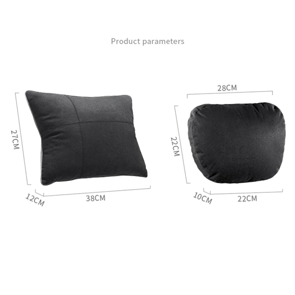 1152 Car Seat Waist Support Pillow Suede+Memory Foam Fatigue Relieve Lumbar Cushion - Brown - 7