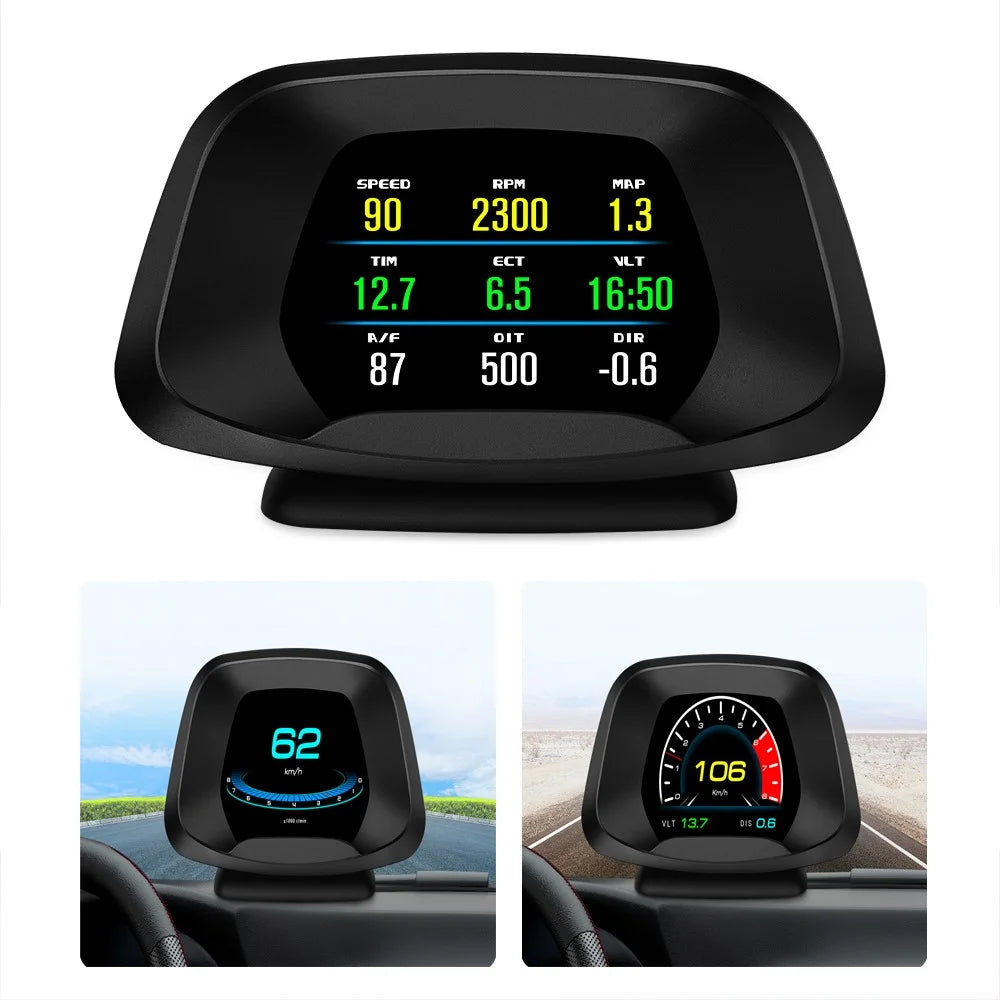 P19 HUD Device Multi-functional Smart Digital Meter Universal Car Speedometer LCD Display OBD GPS Scanner Diagnostic Tool Speed Alarm - 1