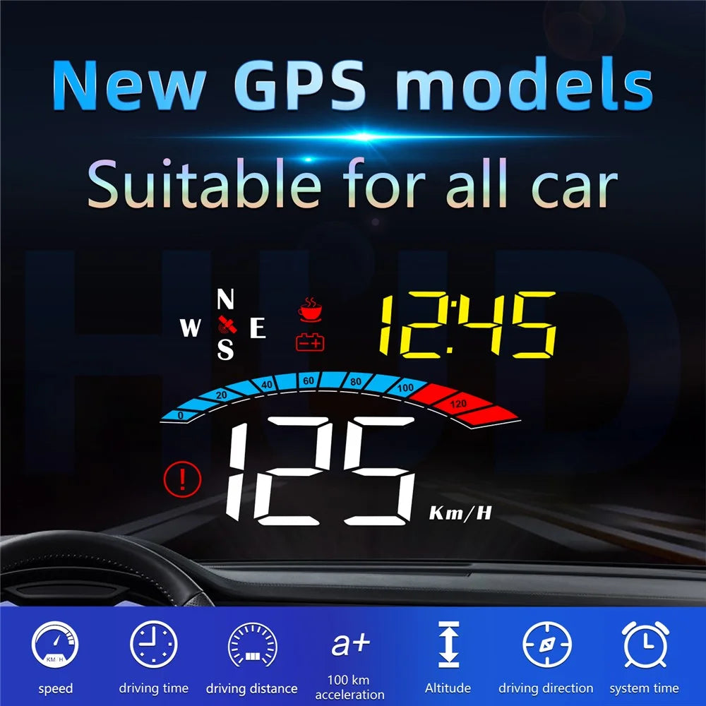 M16 Head-up Display Universal Car Speedometer HUD Projector LCD Display GPS Positioning - 2
