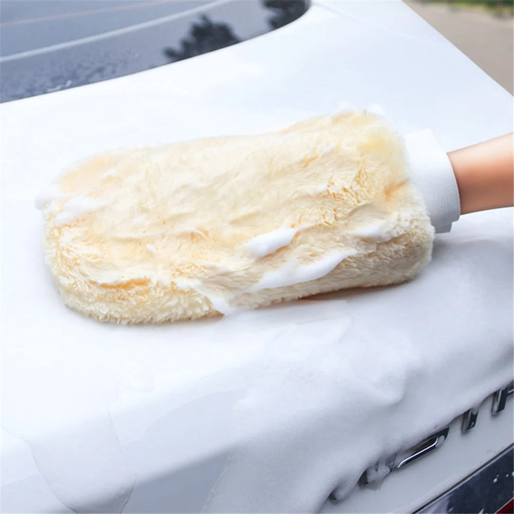 1Pc Car Cleaning Glove Soft Microfiber Double-sided Washing Mitt Auto Wash Supplies - 3