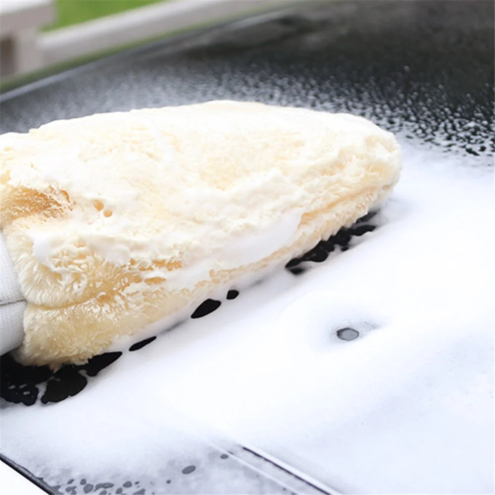 1Pc Car Cleaning Glove Soft Microfiber Double-sided Washing Mitt Auto Wash Supplies - 5