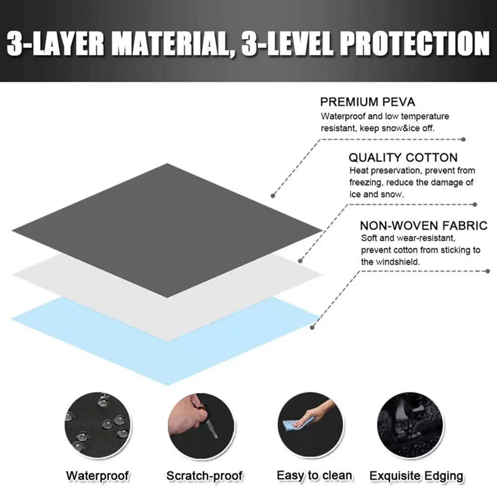 190x107cm 600D Oxford Cloth Thicken Car Front Windshield Waterproof Cover Windscreen Ice Snow Cover - 7