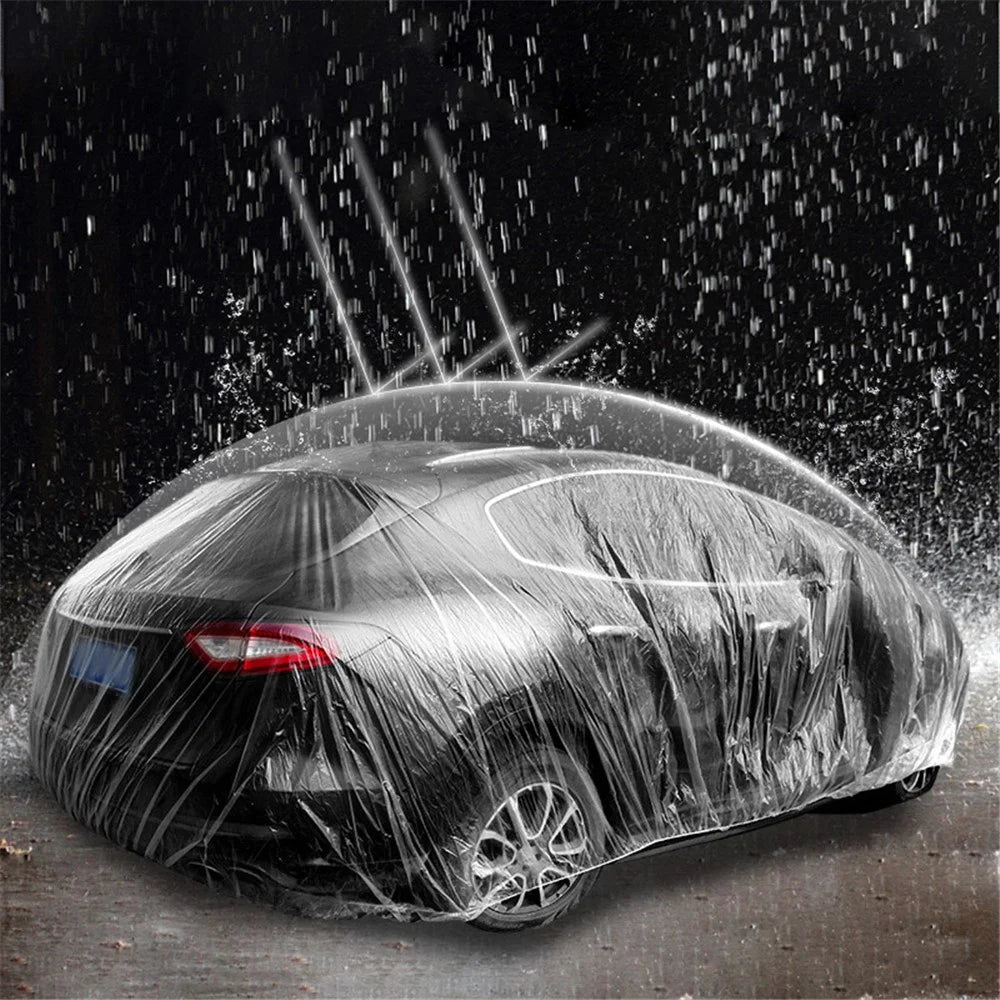 BY-004 Disposable PE Car Cover Universal Rain Dust Garage Cover with Elastic Band (Basic Version), Size: M - 3