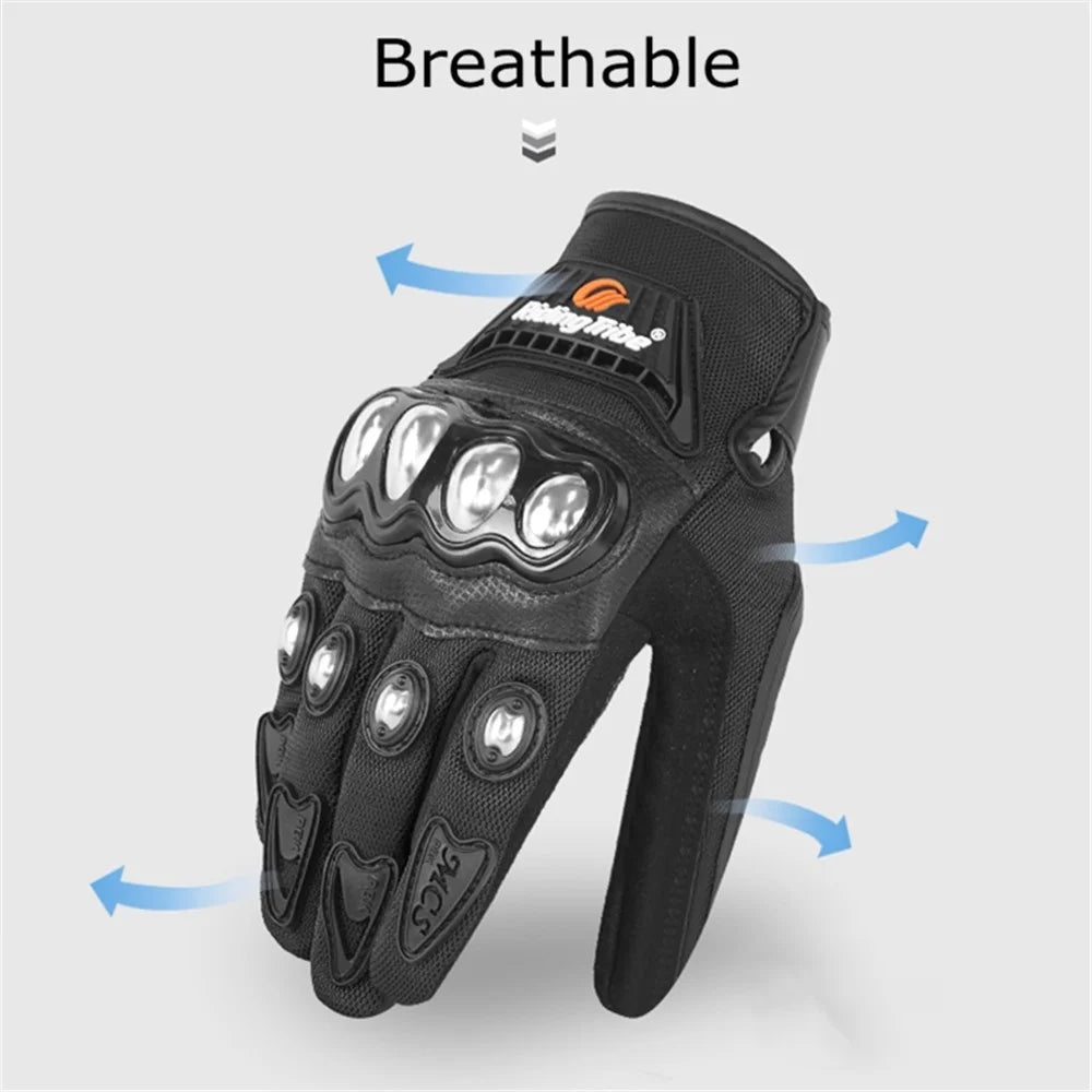 RIDING TRIBE MCS-29B Anti-fall Anti-slip Motorcycle Riding Gloves Outdoor Motocross Breathable Touch Screen Full Finger Gloves - Black/M - 4