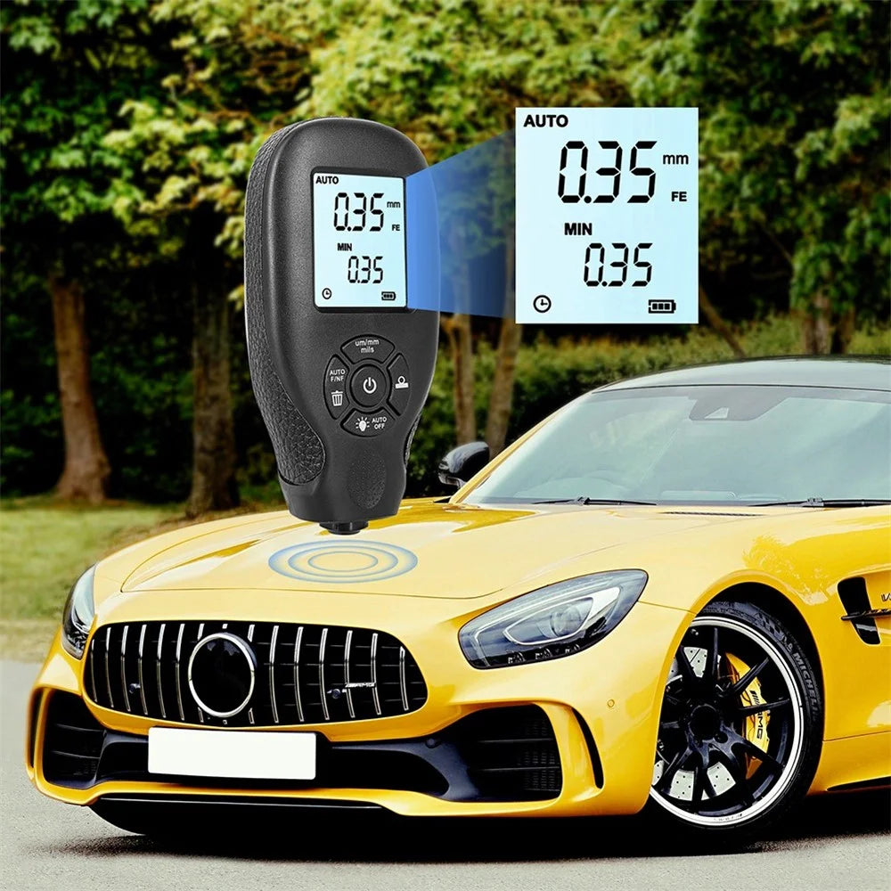 HW-300 Paint Thickness Gauge Car Coating Thickness Meter Paint Film Thickness Measurement Dry Film Digital Meter Gauge Check with LCD Display - White - 3