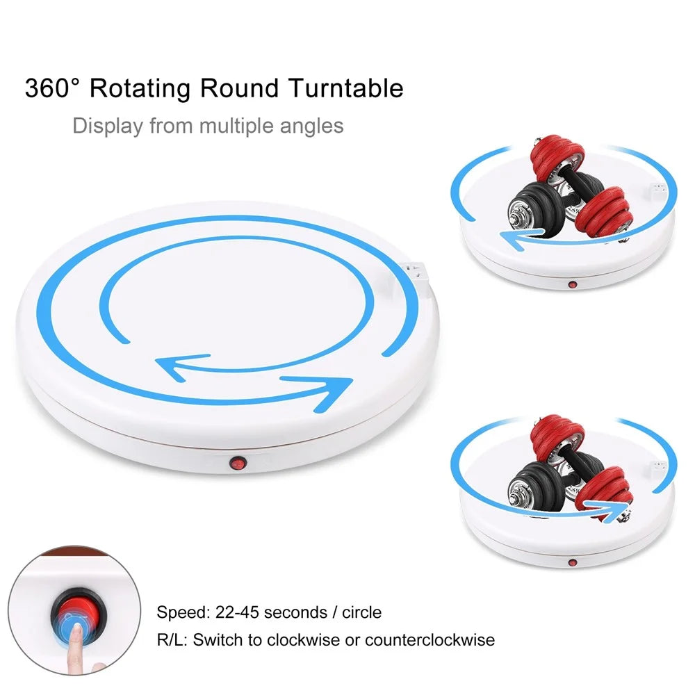 PULUZ PU3148 45cm Electric Turntable Remote Control Rotating Display Stand with Power Socket, Loading: 100kg - UK Plug / White - 3