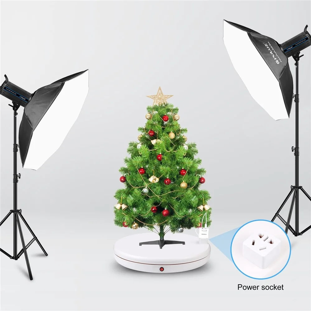 PULUZ PU3148 45cm Electric Turntable Remote Control Rotating Display Stand with Power Socket, Loading: 100kg - UK Plug / White - 6