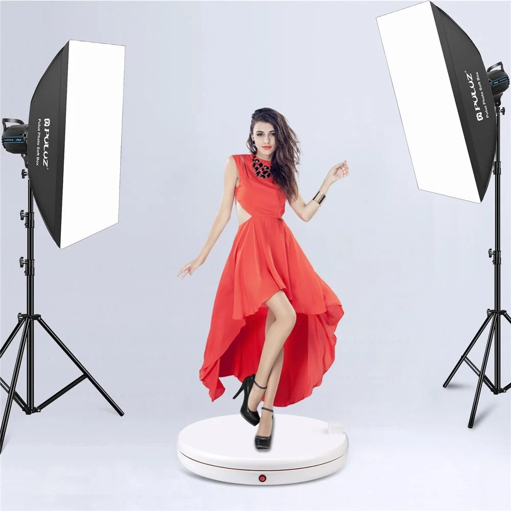 PULUZ PU3148 45cm Electric Turntable Remote Control Rotating Display Stand with Power Socket, Loading: 100kg - UK Plug / White - 7