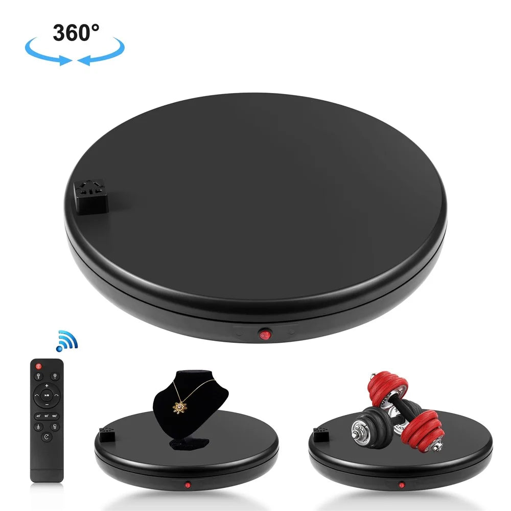 PULUZ PU3147 45cm Electric Turntable Remote Control Rotating Display Stand with Power Socket, Loading: 100kg - EU Plug / Black - 1