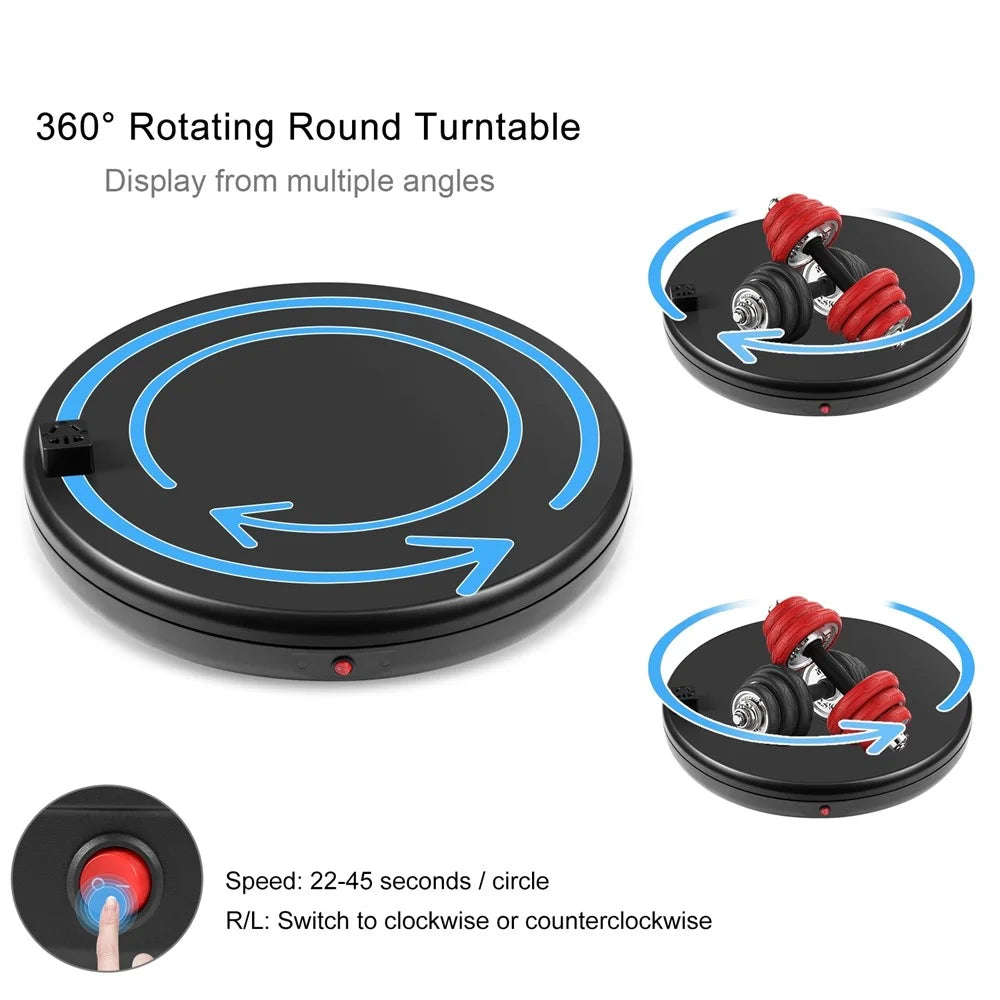 PULUZ PU3147 45cm Electric Turntable Remote Control Rotating Display Stand with Power Socket, Loading: 100kg - EU Plug / Black - 3