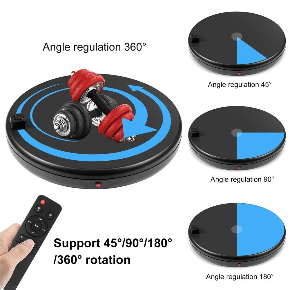 PULUZ PU3147 45cm Electric Turntable Remote Control Rotating Display Stand with Power Socket, Loading: 100kg - EU Plug / Black - 4