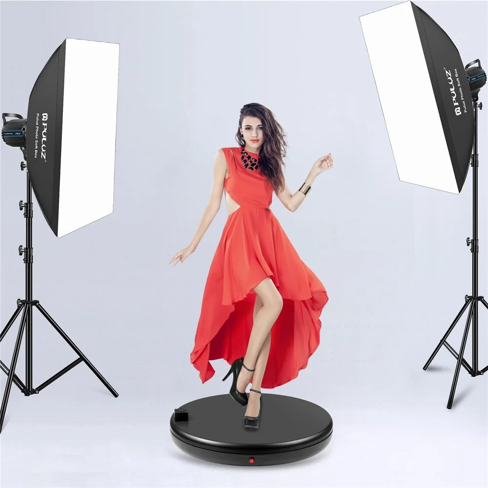 PULUZ PU3147 45cm Electric Turntable Remote Control Rotating Display Stand with Power Socket, Loading: 100kg - EU Plug / Black - 7