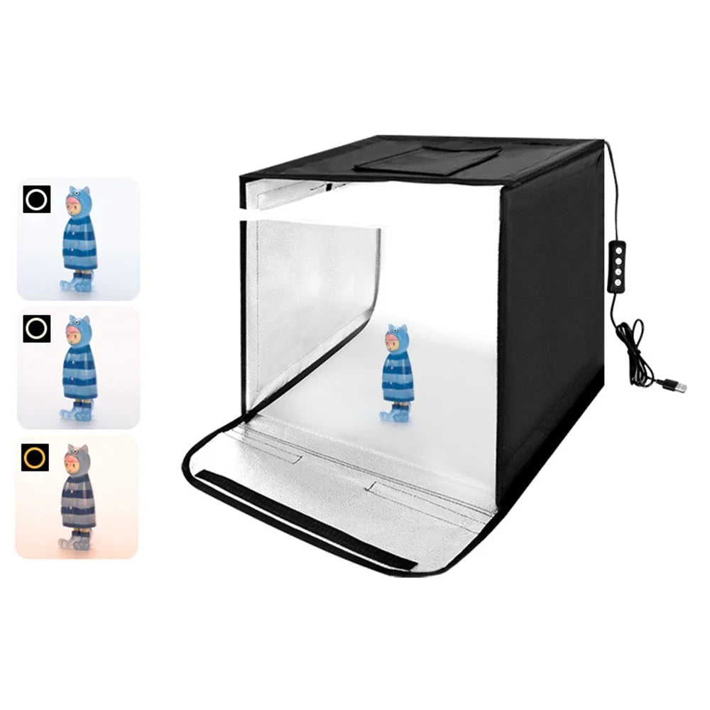 50cm Portable Photo Studio Light Box LED Photography Tent with 3 Color Ring Light - 1